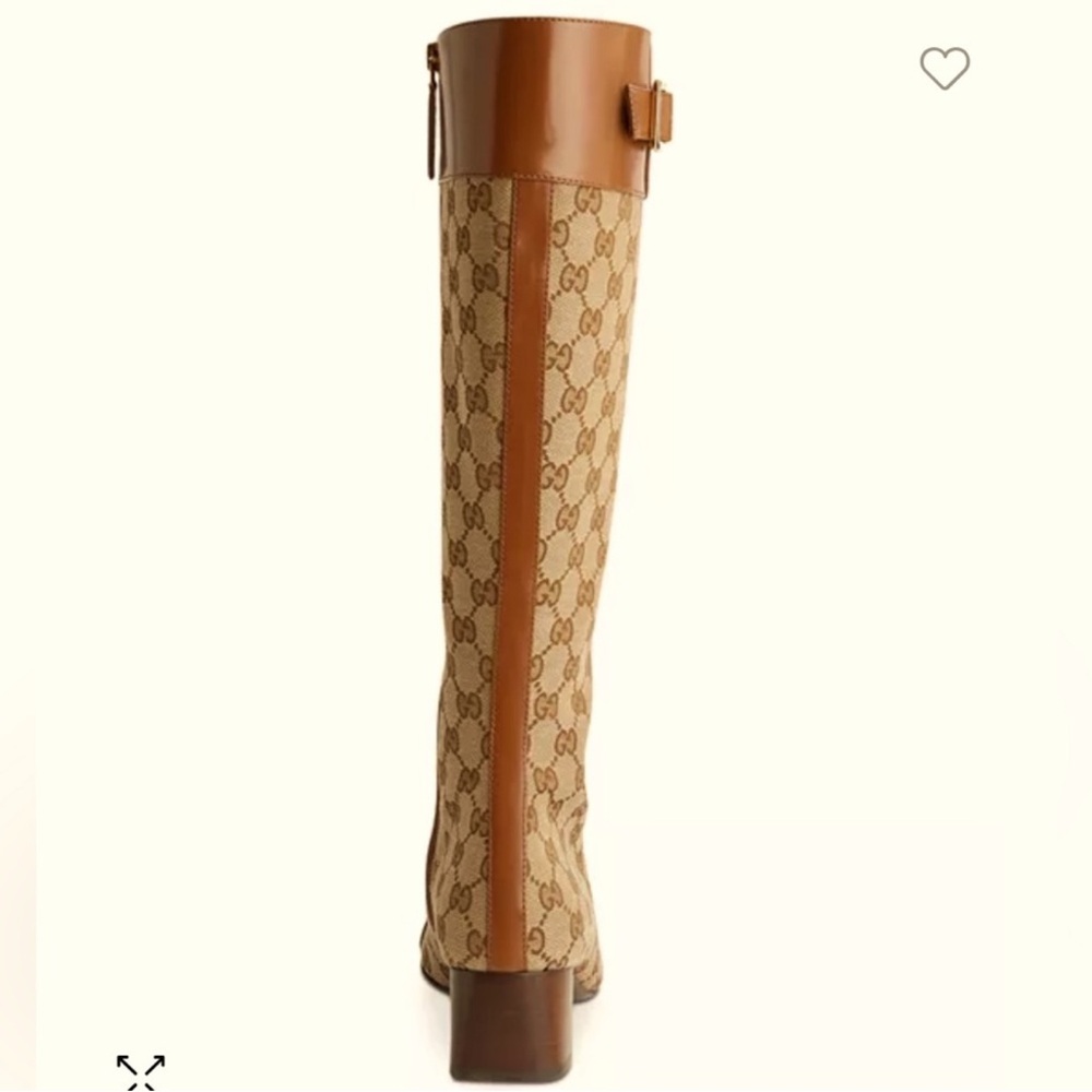 Gucci Tan and Brown Patterned Heeled Boots - Picture 5 of 8